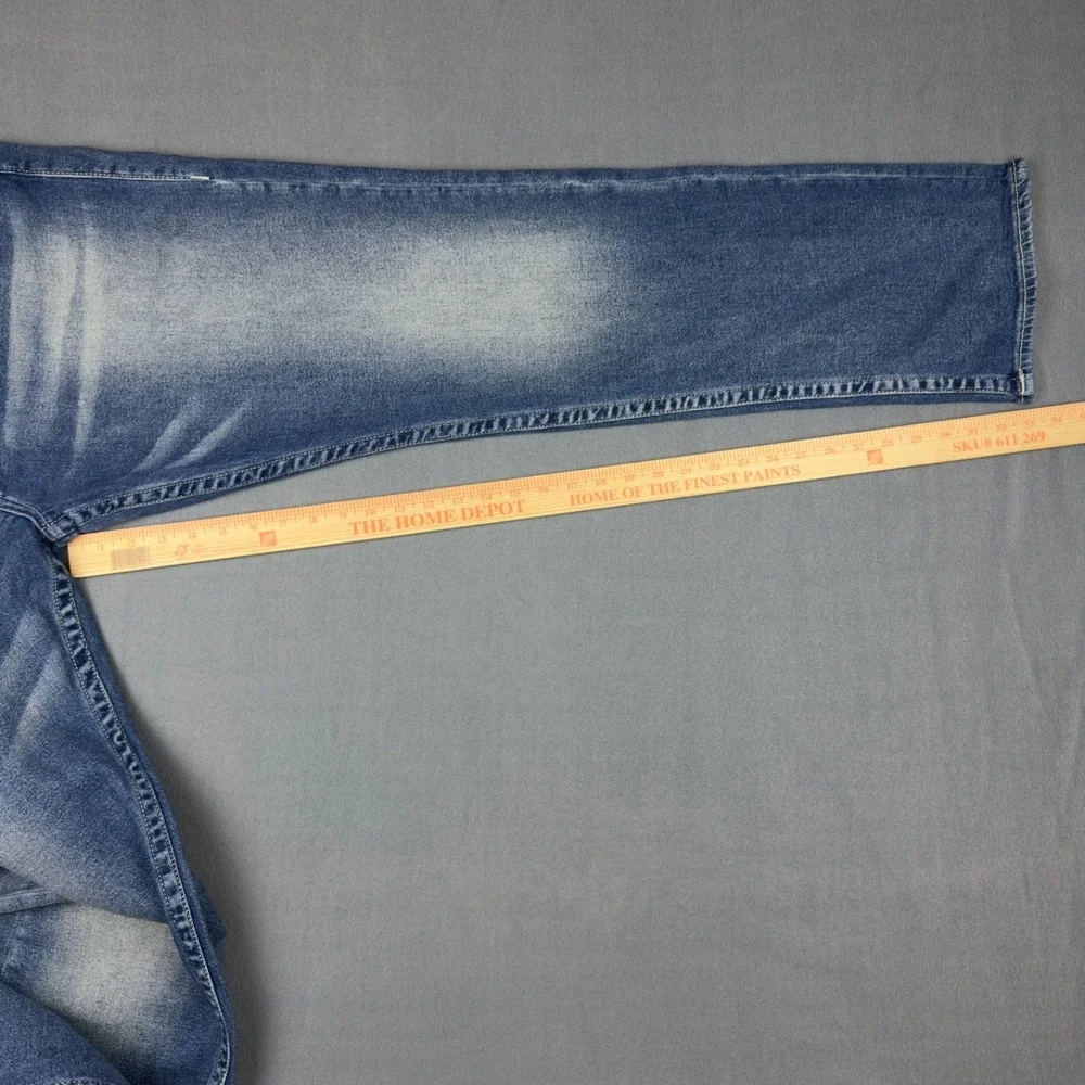 True Religion Ricky Relaxed Straight Jeans Medium Wash Blue Denim Mens 40x33 NEW